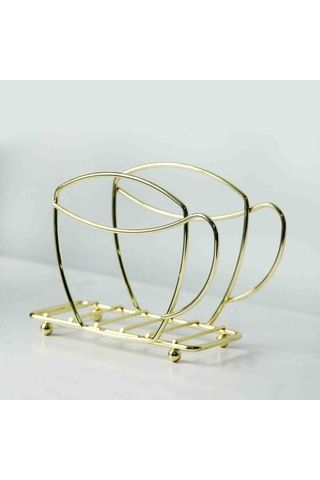 Pazly Şık Kahve Fincanı Peçete Tutucu - Ev Ve Restoran İçin Dayanıklı Masa Üstü Doku Dağıtıcısı Gold Gold