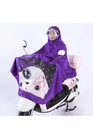 Çift Kenarlı Elektrikli Araç Motosiklet Yağmurluğu-mor