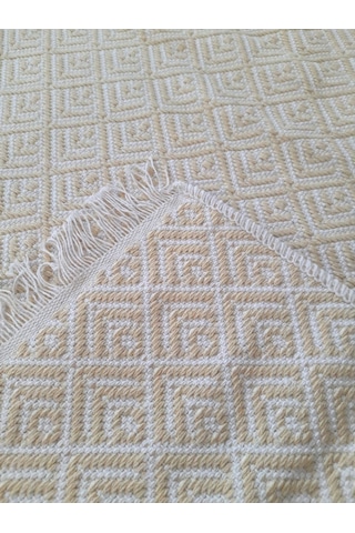 Pamuklu Cotton Kilim Çift Taraflı Yıkanabilir Dekoratif 80x150 - Sarı V2 Siyah - Beyaz