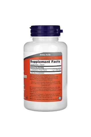 Now Foods L-tryptophan 1,000 Mg Double Strength Sleep Positive Mood Supports Relaxation 60 Tablet Aromasız