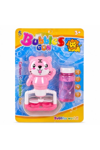 Kaplan Figürlü Otomatik Köpük Tabancası Bubble Gun Pembe