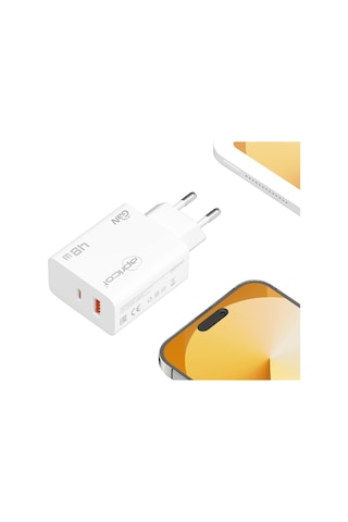 Apricot Apc-u448 48w Gan Beyaz Hızlı Ev Şarj Adaptörü Şarj Cihazı