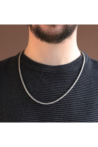 Kral Modeli 3mm Gümüş Zincir Gümüş