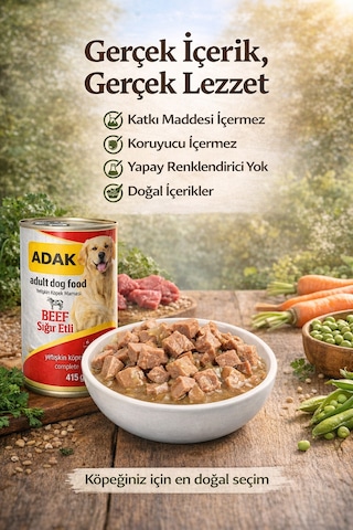 Adak Sığır Etli Yetişkin Köpek Konservesi 48 x 415 G