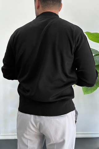 Edwox Erkek Yarım Balıkçı Normal Kalıp Kazak Siyah Edw409 Siyah