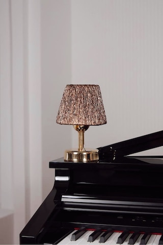 Modern Led Abajur Üst Kahverengi-alt Parlak Gold Detay 9v Pil 75-90 Saat