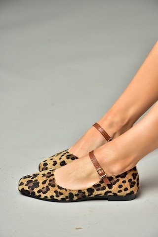 Fox Shoes S726252502 Kahverengi Leopar Süet Kadın Babet Kahverengi