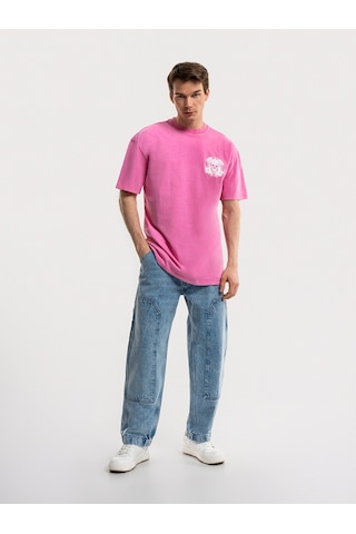 Oversize Fit Erkek Tshirt K.kol Pembe