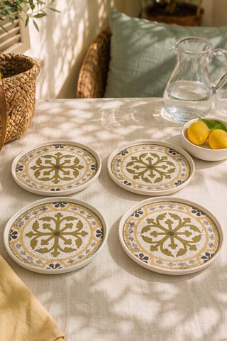Timeless Brown Stackable 4'lü Pasta & Sunum Tabağı 21 Cm Çok Renkli