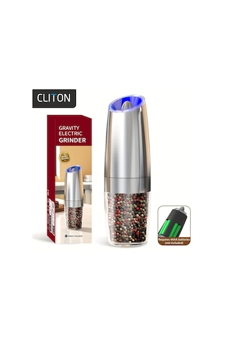 Honeybeeshop 1 Adet Paslanmaz Çelik Gövdeli Değirmen Elektrikli Tuz Karabiber Öğütücü Otomatik Öğütme Ayarlanabilir Led Işıklı Geniş Kapasiteli Ahşap