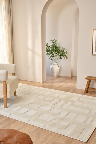 Kaşmir Halı İskandinav Tora White 80x150 Cm Salon Mutfak Halısı Yolluk Beyaz