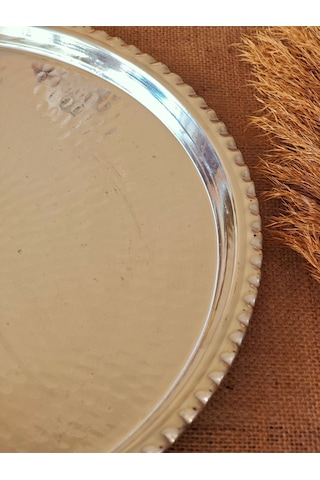 Modabakir Bakır Künefe Tepsi, Bakır Sunum Servis Tepsisi 45 Cm Model:5648975 Gümüş