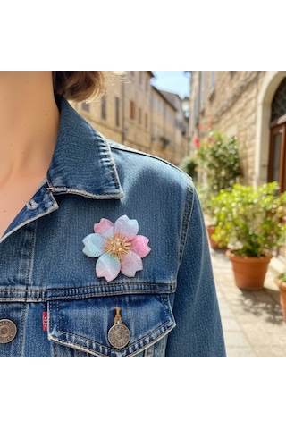 Lente Aksesuar Soft Renkli Şeftali Çiçeği Broş-rengarenk Sedefli Kadın Yaka İğnesi Çok Renkli