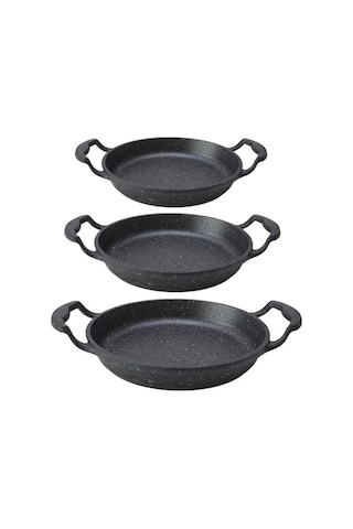 Eda Döküm Granit 3lü Kapaksız Sahan Seti 16-18-20 Cm