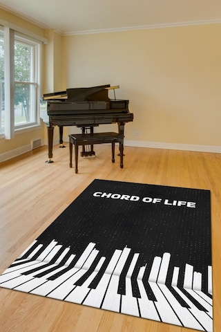 Homshtag Hayatın Akordu Siyah Müzik Sever Halısı Art Müzik Halısı Çok Renkli