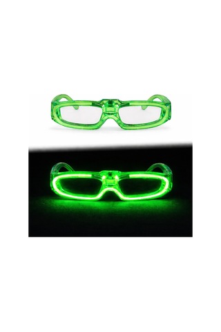 Yeşil Led Işıklı Parti Gözlüğü 3 Modlu Glow - Gece Eğlence Gözlüğü Yetişkin