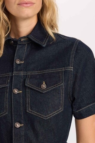 DeFacto Fashion Fit Gömlek Yaka Cepli Kısa Kollu Midi Jean Elbise D5809AX24WNNM34 Mavi