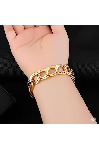 Sevgililer Ve Özel Günlere Özel Zincir Model Gold Kadın Bileklik Çok Renkli