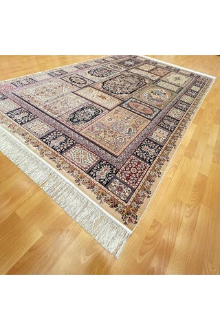 Yuvarlak Geometrik Desenli 150 X150 Cm İpek Halı Yeşil