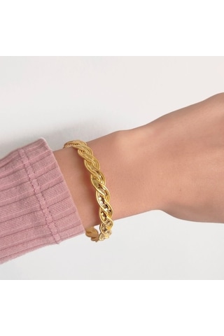 Ferizz 22 Ayar Altın Kaplama Ince Örgü Imitasyon Bilezik Blz-1023 Altın