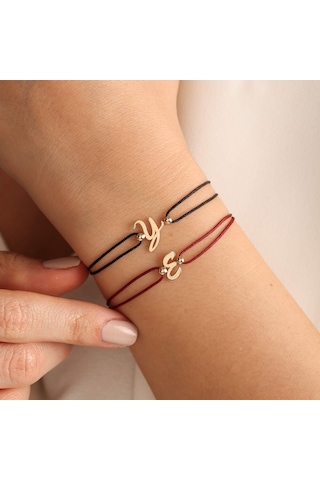 Sembol Gold 14k İpek Tasarım Harf Bileklik Sarı Altın