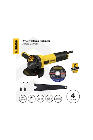 Rtrmax RTM102 Avuç Taşlama Makinası 115 mm 750 W