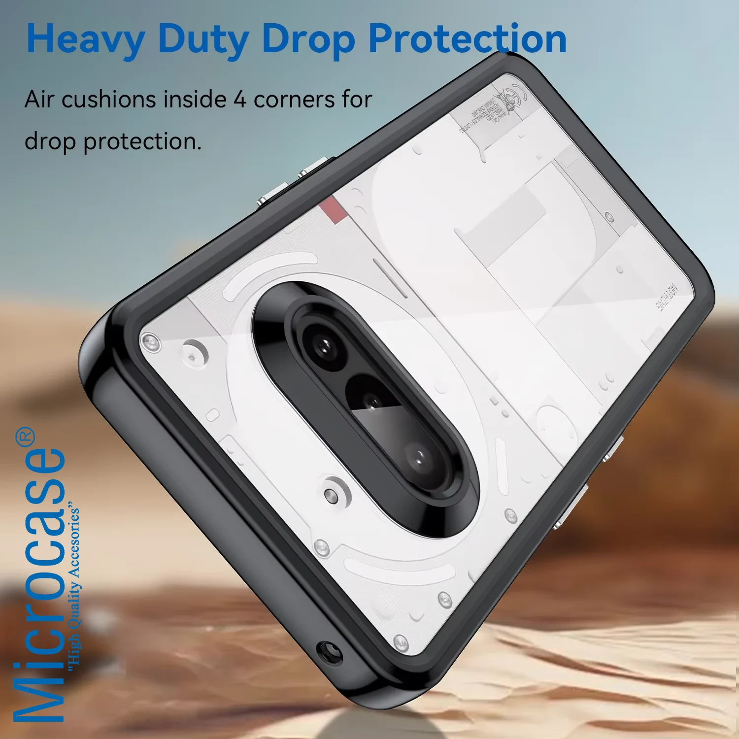 Microcase Nothing Phone 3a Pro Shield Serisi Darbeye Dayanıklı Yarı Esnek Plastik Tpu Kılıf - Al8100 Füme