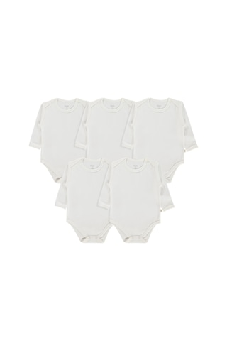 Civil Baby Düz Uzun Kol 5 Li 1-3 Yaş Çıtçıtlı Badi - Beyaz