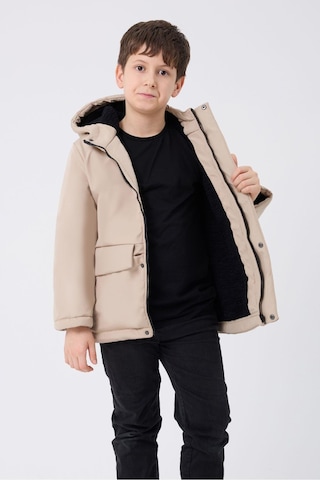 Spor Erkek Spor Çocuk Kürklü Su Ve Rüzgar Geçirmez Kapüşonlu 3 Cep Mont & Kaban & Parka Taş