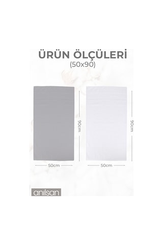 6'lı Greek Gri-beyaz El Havlusu - 50x90 Cm, 225 Gr, %100 Pamuk, Spa Ve Otel Havlusu Gri-Beyaz