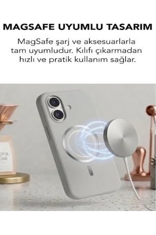 Apple İphone 17 Uyumlu Magsafe Lansman Silikon Kılıf Gri
