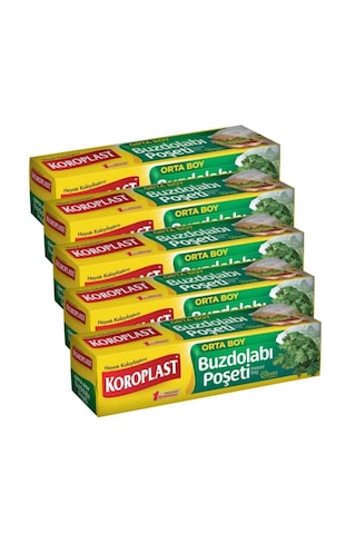 Koroplast Orta Boy Buzdolabı Poşeti 5 x 20'li 24 x 38 CM