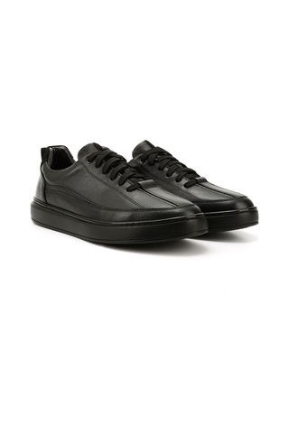 Gönderi(R) Gönderi R Erkek Siyah Bağcıklı Kauçuk Taban Hakiki Deri Sneaker Ddma83531640 Siyah