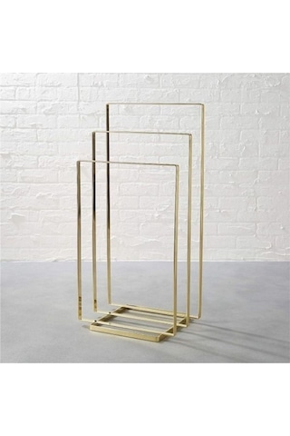 Gold Metal Üçlü Banyo Havlu Askılığı Gold