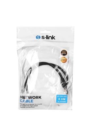 S-LINK SL-CAT606BK 0,6M SIYAH CAT6 KABLOSU
