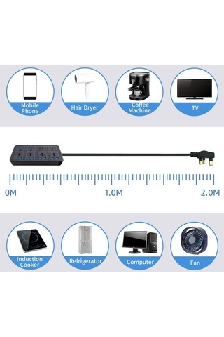 Novahub Beyaz 6 Ac Soket Güç Şeridi + 3 Usb Type-c, 6ft Uzatma Kablosu, Aşırı Gerilim Koruyucu Eu Plug Ev İçin 1.8 M