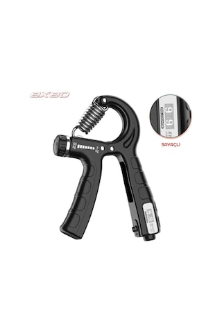 Exeo Sertlik Ayarlanabilir 5-60 KG Direnç Sayaçlı El Egzersiz Yayı Siyah
