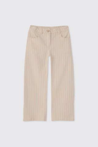 Panço Kız Çocuk Çizgili Bej Pantolon Krem 2611GK04001