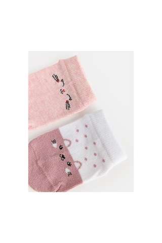 Lc Waikiki Alıta Cıty Farkıyla Pembe Desenli 3'lü Paket Kız Çocuk Patik Çorap Pembe - 931235759 Pembe