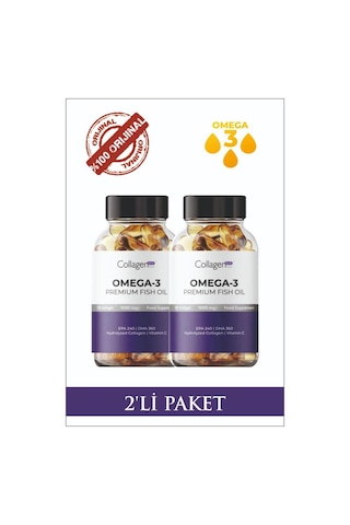 Collagen Forte 2 Adet Omega-3 Premium Fish Oil 90 Softgel X 1000mg, Balık Yağı, Hidrolize Kolajen