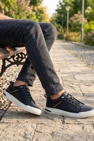 In Step Comfort Elite Grek Desenli Siyah Erkek Günlük Spor Ayakkabı