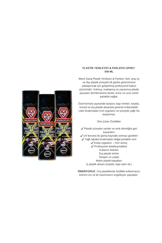 Plastik Yenileyici Sprey 500 Ml 3 Lü Set Trim Ve Tampon Parlatıcı