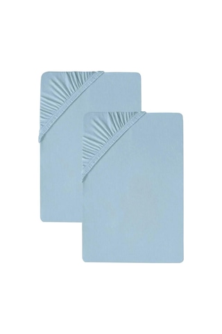 Cotenconcept 2 Adet Düz Pamuklu Tek Kişilik 120 X 200 Cm Lastikli Penye Çarşaf-mavi