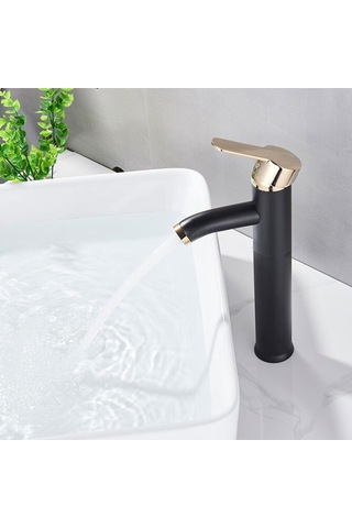 Inventa Aç-Kapa Çanak Lavabo Bataryası Altın - Siyah