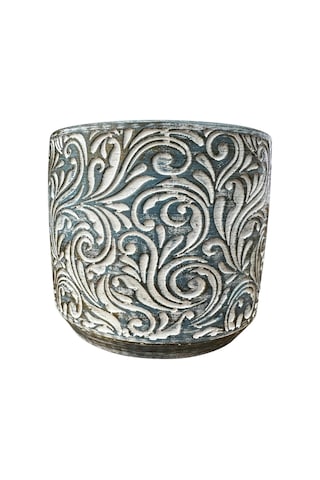 Bitki Tasarımı Ev Dekorasyon Mavi Eskitme Çiçek Desen Beton Saksı Çiçeklik Saksılık