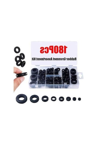Pazly 180 Adet Farklı Kauçuk Grommet Kiti, 1/4, 5/16, 3/8, 7/16, 1/2, 5/8, 7/8, 1 Boyutlar, Yıkama Seti, Kauçuk Tel Takozlar