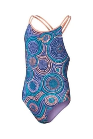Speedo Alo Pt Twinstrap Kız Çocuk Yüzücü Mayosu Mavi-pembe Mavi-mor