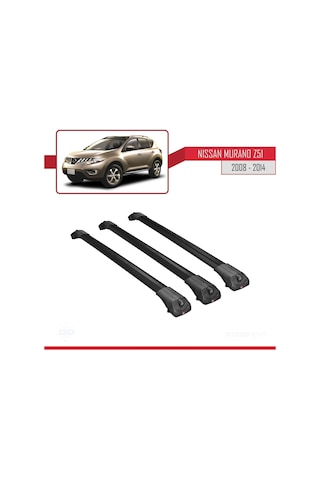 Nissan Murano Z51 2008-2014 Arası İle Uyumlu Ace-1 Ara Atkı Tavan Barı Siyah 3 Adet Bar
