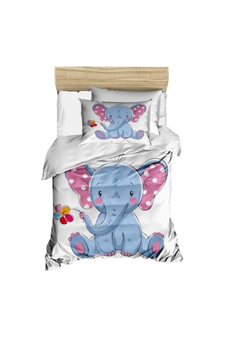 Dijital Baskılı 3d Pamuklu Yenidoğan Bebek Nevresim Takımı Cute Elephant Çok Renkli