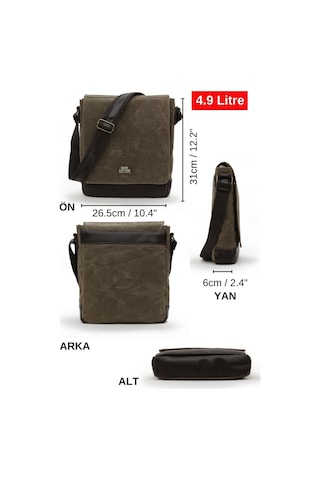 Dark Cotton 7112 Western Kahverengi Suya Dayanıklı Mumlu Kanvas Postacı Omuz Laptop Okul Çantası Kahverengi